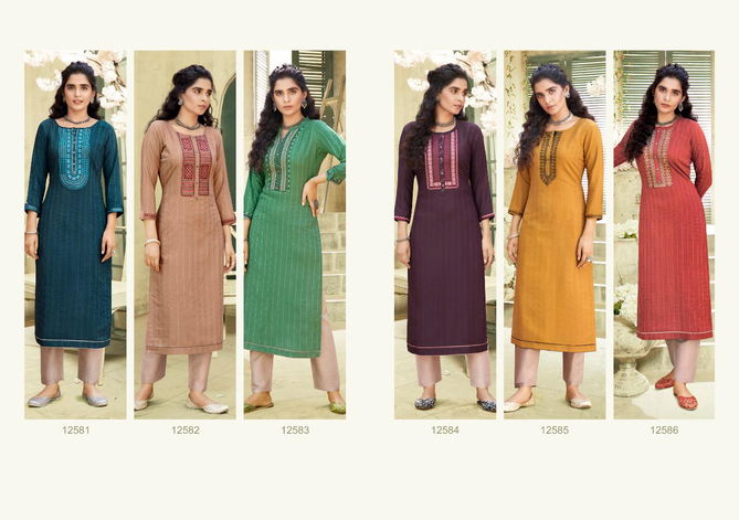 Kalaroop Pili 3 New Collection Fancy Latest Designer Ethnic Party Wear Kurtis Collection
